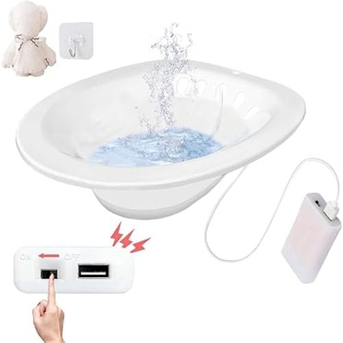 Electric Sitz Bath,Sitz Bath for Toilet Seat,Sitz Bath for Hemorrhoids,Sitz Bath for Postpartum Care,Collapsible Sits Bath Kit for Women,Easy to Store,Flusher Hose,Wide Seat,Deeper Bowl