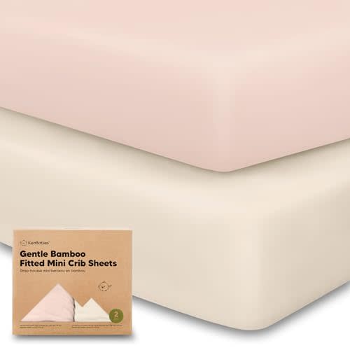 Pack and Play Sheets Fitted, 2-Pack Mini Crib Sheets - Pack N Play Sheets, Fitted Crib Sheet for Pack and Play Mattress, Playard Baby Crib Sheets, Crib Sheets Neutral for Boys, Girls (Cameo)