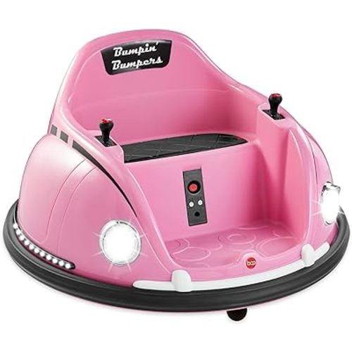 Best Choice Products 6V Electric Kids Ride On Bumpin Bumper Car, 1.5 - 6 Years Old, Parent Remote Control, 360 Degree Spin, Lights, Sounds - Pink