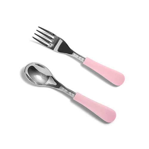 Avanchy Baby First Stage Spoons Forks Stainless Steel. Registry Search Fav Stuff. Girl, Boy Essentials. Newborn Teething Teethers Toys. Matches Bibs, Sippy Cup. Baby Food Utensil Sets (Pink) - Pink Fork-Spoon