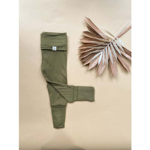 Fold Over Footie Baby Bamboo Organic Leggings - Moss