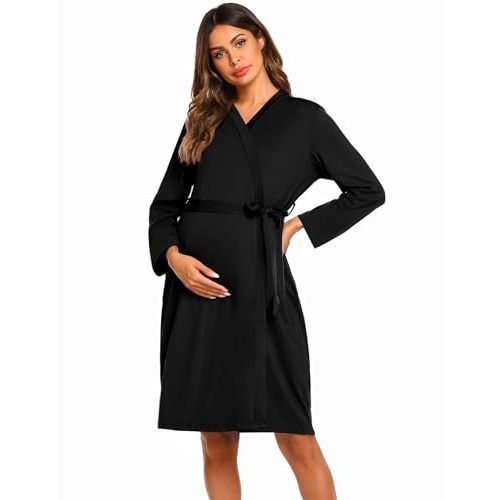 Ekouaer Maternity Robe Labor Delivery Nursing Gown Hospital Breastfeeding Dress Bathrobes