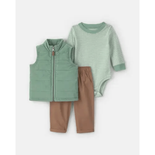 Baby Boy 3-Piece Corduroy Long-Sleeve Layering Set - Green/Brown | Carter's
