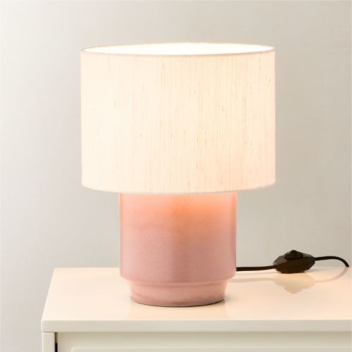 Rosalind Small Dusty Rose Ceramic Reactive Glaze Table Lamp with Silk Shade