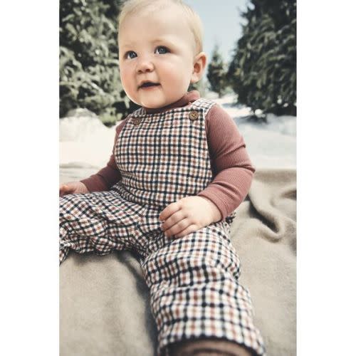 Baby Organic Cotton Cozy Flannel Overalls - plaid - 12 months