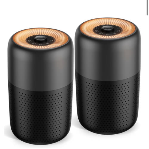 2 Pack YARIKI Air Purifiers for Bedroom with Essential Oil Diffuser,Small Air Purifier with Nightlight Speed Control,24dB Low Noise for Better Sleep,For Home Pet Room Apartment Kitchen,P60 (Black)