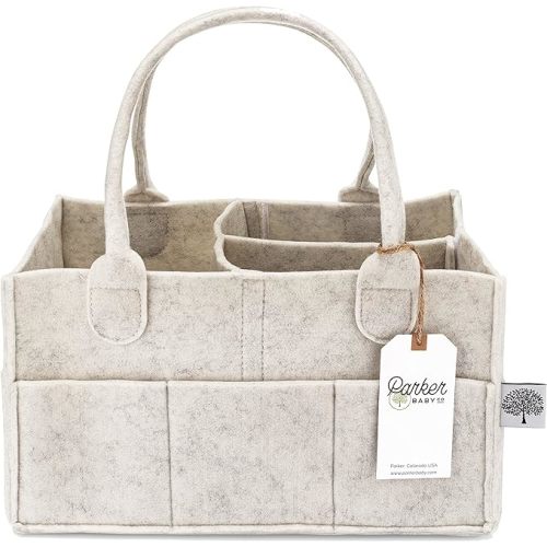 Parker Baby Diaper Caddy - Nursery Storage Bin and Car Organizer for Diapers and Baby Wipes