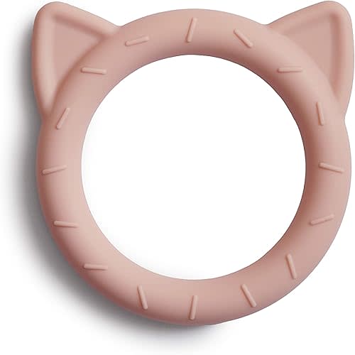 mushie Silicone Baby Teether Toy | Cat (Blush)