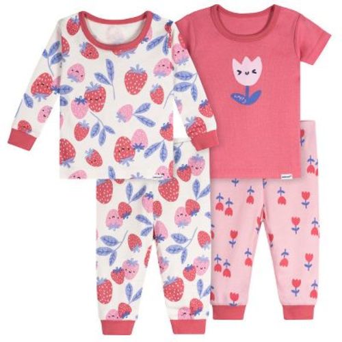 Onesies Brand Baby Girls' 4-Piece Pajamas Sets, Berries, 12 Months