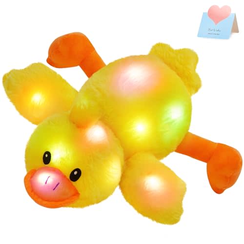 Glow Guards 12'' Light up Yellow Duck Stuffed Animal Soft LED Night Light Glowing Plush Toy Pillow Bed Sofa Birthday Children's Day for Toddler Kids