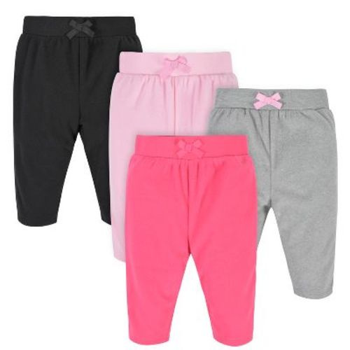 Gerber Baby Girls' Microfleece Pants, 4-Pack, Pink, Gray & Black, Newborn