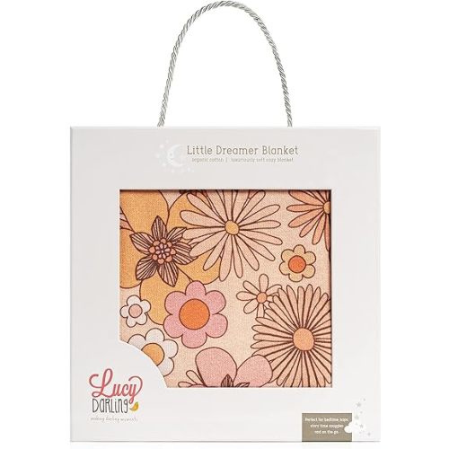 Lucy Darling Little Dreamer Organic Cotton Baby Blanket - Premium, Eco-Friendly, Soft Cotton Baby Blanket for Girl or Boy (Flower Child)
