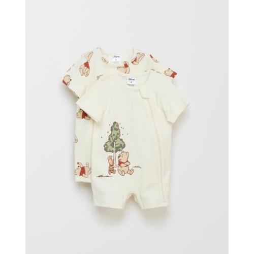 Disney Organic Cotton Baby Rib Romper 2 Pack - Winnie The Pooh