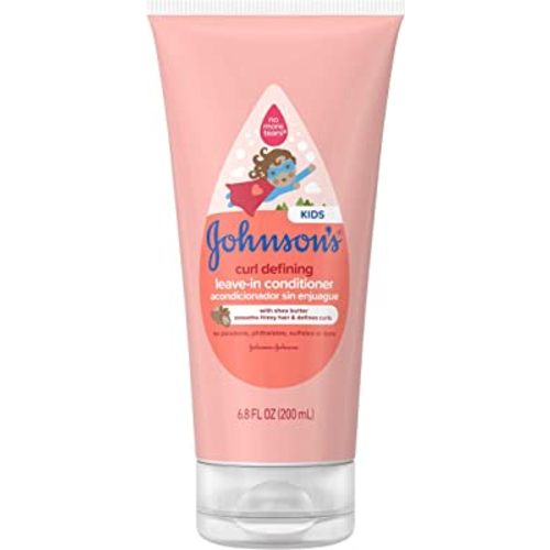 Johnson's Curl Defining Tear-Free Kids' Leave-in Conditioner with Shea Butter, Paraben-, Sulfate- & Dye-Free Formula, Hypoallergenic & Gentle for Toddlers' Hair, 6.8 fl. Oz