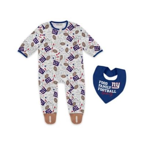 Baby Boys and Girls Newborn 2-Piece New York Giants Sleep and Play Full-Zip Sleeper Bib Set