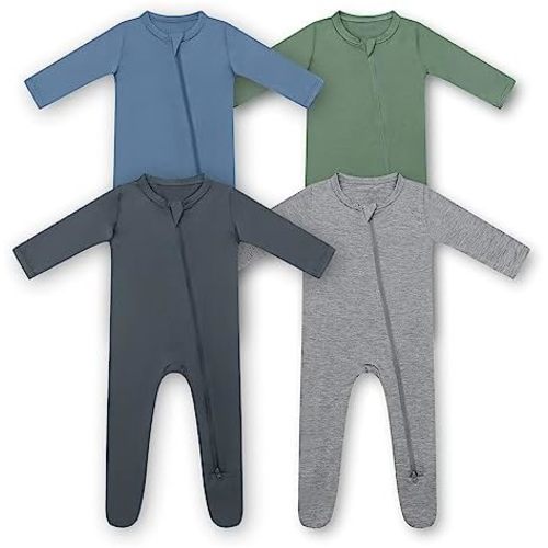 HAPIU Rayon from Bamboo Baby Footed Pajamas, 2 Way Zipper YKK, Footie for Baby Boy Girls, Newborn-24 Months