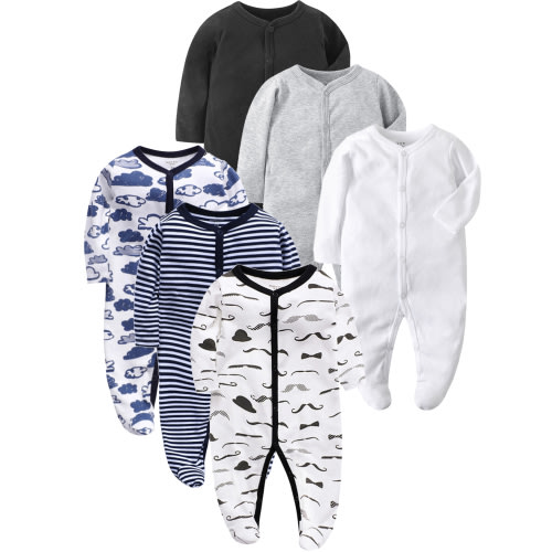 SXIMEE Infant Baby Boys' Sleep and Play Footed Pajamas One-Piece Sleeper Button Romper Jumpsuit Cotton PJs For Newborn