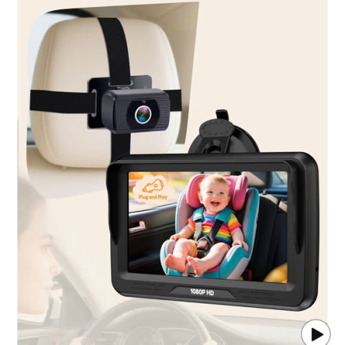 Rohent Baby Car Camera HD 1080P - Rear-Facing Infant Monitor with Night Vision Car Camera for Baby 150° Wide-Angle Lens Anti-Glare Screen Easy Install 360° Adjustable Display
