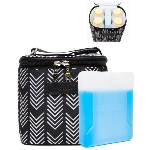 Cold Gold Breastmilk Cooler Bag with Safety Tested Ice Pack – Insulated Milk Storage for Work, Travel & Daycare – Fits Bottles & Parts – Durable, Washable, Cooler for Moms (Black and White)