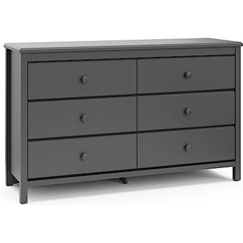 Storkcraft Alpine 6 Drawer Double Dresser (Gray) – GREENGUARD Gold Certified, Dresser For Nursery, 6 Drawer Dresser, Kids Dresser, Nursery Dresser Drawer Organizer, Chest of Drawers