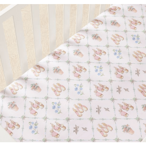 Peter Rabbit Lattice Organic Crib Fitted Sheet, Set of 2