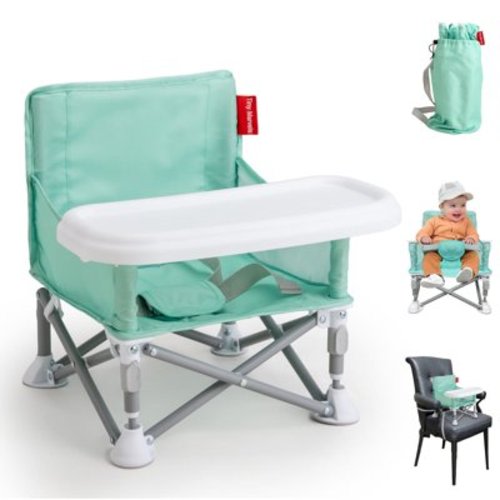 Tiny Marvels 3-in-1 Foldable Booster Seat with Carry Bag & Safety Harness - Portable High Chair for Travel, Restaurant, Home，Infant to Toddler(6M-3Y)