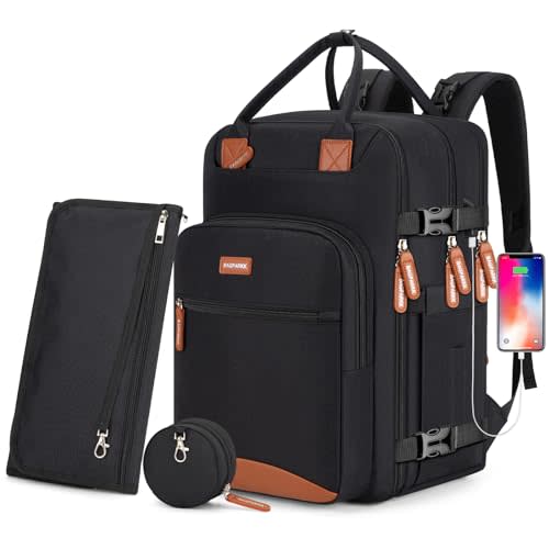 Diaper Bag Backpack,BAGPARKK Multi function Baby Bag with Portable Changing Pad, Pacifier Holder,Waterproof Diaper Bags with USB Charging Port,Anti-Theft Travel Backpack for Mom, Dad, Newborn (Black)