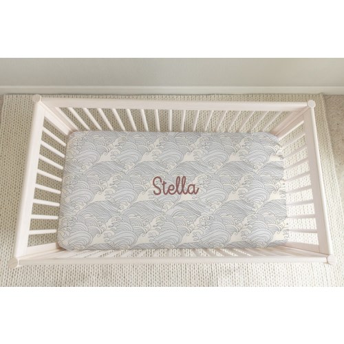 Surf Decor | Crib Sheets | Baby Bedding Set | Mini Crib Sheet | Prrsonalized Crib Sheet | Ocean | Sea Nursery | Neutral Wave Crib Bedding