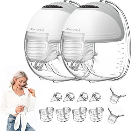 MomMed S21 Wearable Breast Pump - Smart Display, Leak-Proof Design, Hands-Free Double Portable Electric Breast Pump with 3 Mode &12 Levels - 24mm Shield & 6 Pairs of Flange Inserts (17mm, 19mm, 21mm)