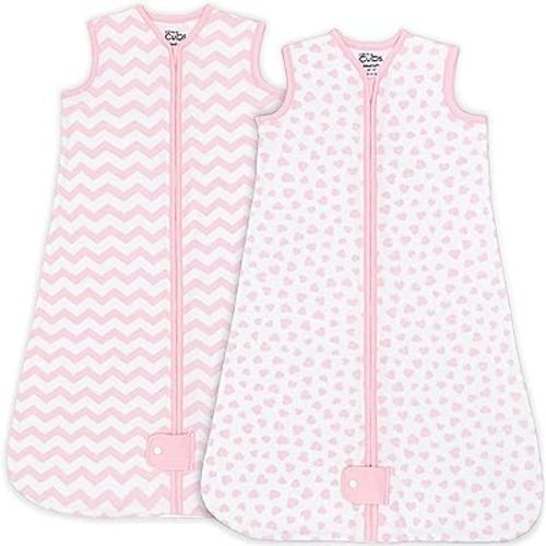 Comfy Cubs Baby Sleep Sack 6-12 Months, Medium - Soft 100% Cotton Blanket for Babies & Toddlers - Breathable Sleeveless Sleep Bag for Baby with Covered Zipper - Pink