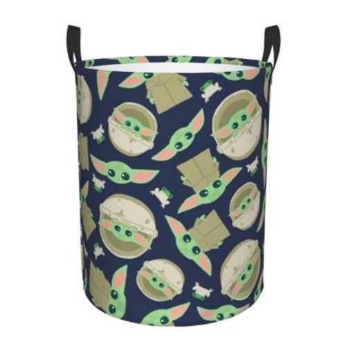 Cute Cartoon Star Wars Baby Yoda Laundry Basket,Baby Clothes Hamper with Handles,Waterproof Kids Toys Storage Bin,Collapsible Nursery Room Decor, Gift Basket