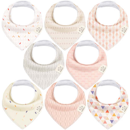 8-Pack Organic Bandana Bibs (Girl) - Prism / One Size
