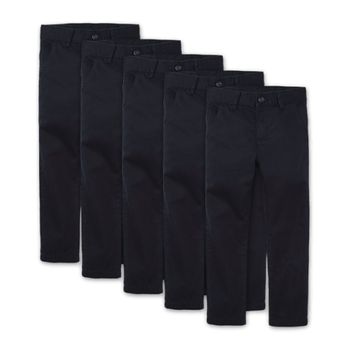 Boys Uniform Stretch Skinny Chino Pants 5-Pack - Blue