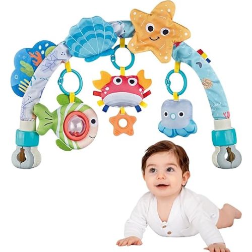 Baby Arch Activity Toy for Infant ＆ Toddlers, Fits Stroller, Car Seat and Bassinest, Baby Adjustable Crib Hanging Toy with Rattles, Stimulates Baby's Senses and Motor Skills Development