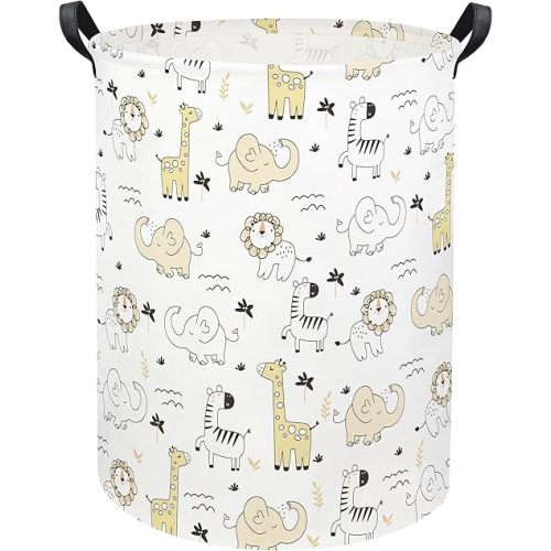 HIYAGON Baby Laundry Hamper Basket Baby Hamper for Nursery Boy and Girl Cute Kids Toys Storage Bin Organizer Animal Room Decor(Animals)