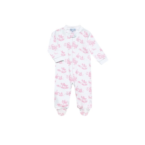 Pink Toile Zipper Footie - Baby, 3-6M