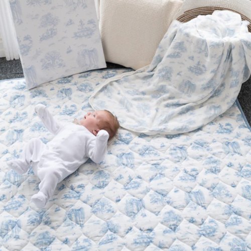 Spring Toile Blue Quilted Playmat