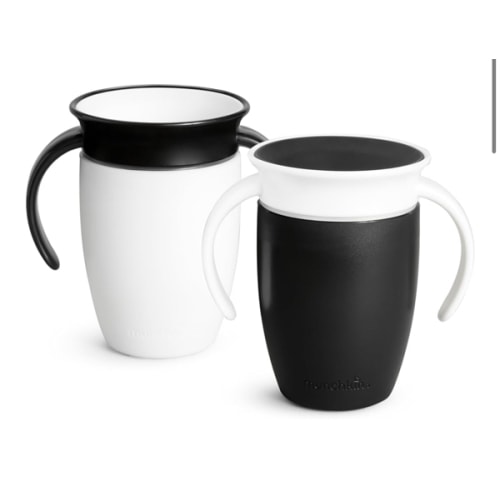 Miracle® 360° Trainer Cup, Black & White, 7oz, 2pk | Munchkin