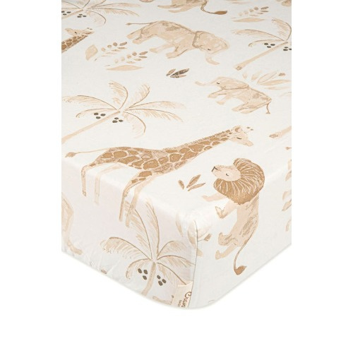 CRANE BABY Cotton Sateen Fitted Crib Sheet, White/Multi