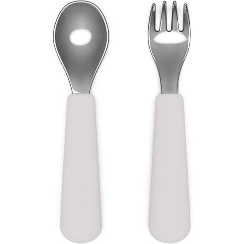 Lalo Utensils - Toddler Fork and Spoon Set - Stainless Steel and Silicone Ergonomic Toddler Utensils - Children Safe Flatware Set - 2 Pieces - Lavender