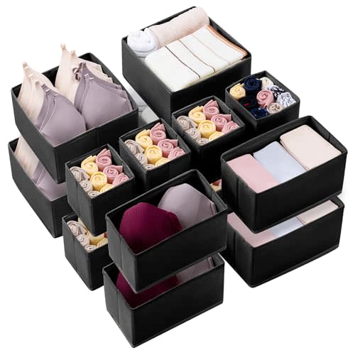 Kootek 16 Pack Drawer Organizer Clothes, Dresser Drawer Organizers for Clothing Fabric Foldable Closet Organizers and Storage Bins for Baby Clothes, Nursery, Underwear, Bras, Socks