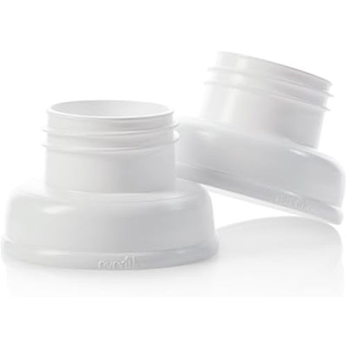 Evenflo Feeding Breast Pump Adapter to Balance Plus Wide Neck Baby Bottle (Pack of 2), White (5142112)