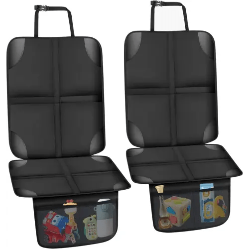 Car Seat Protector for Child Car Seat, car seat Cover Non-Slip Backing for Child Car Seat, Waterproof Covers for Cars with 2 Mesh Storage Pockets