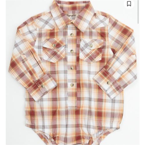 Wrangler Infant Boys' Plaid Print Long Sleeve Snap Onesie | Boot Barn