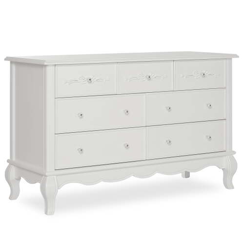 Evolur Aurora 7 Drawer Double Dresser in Frost, Spacious Drawers