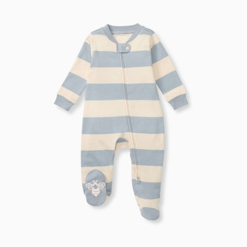 Burt's Bees Baby Organic Sleep & Play Footie Pajamas - Blue Stripe, Newborn