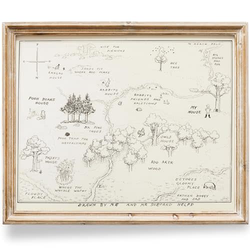 Winnie The Pooh Hundred Acre Wood Map - 11x14 Art Print (Unframed) | Neutral Nursery Decor | Kids Bedroom Wall Decor | A. A. Milne | Boys Room or Girls Room Artwork | Vintage Original Drawing