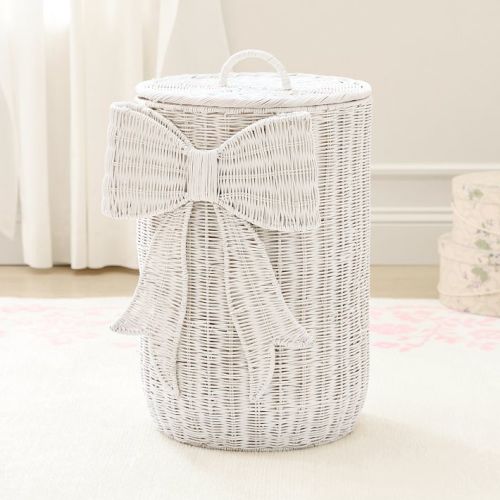 LoveShackFancy Woven Bow Lidded Hamper (18"x 26")