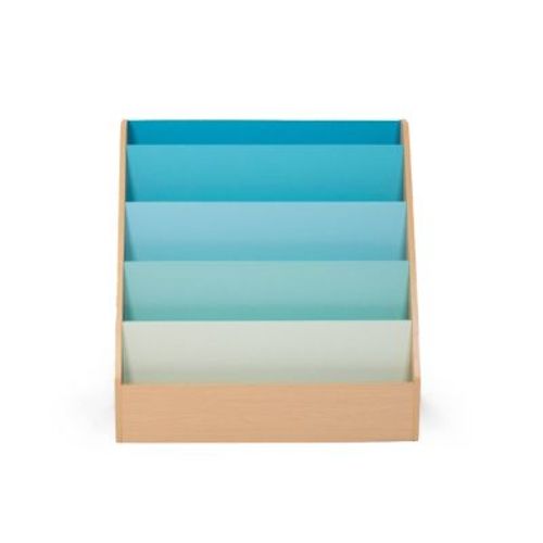 Humble Crew Kids' Tier Bookshelf Organizer Natural Wood/Blue: 4-Shelf MDF Frame, 24" H x 24" W x 13" D, Ages 2+