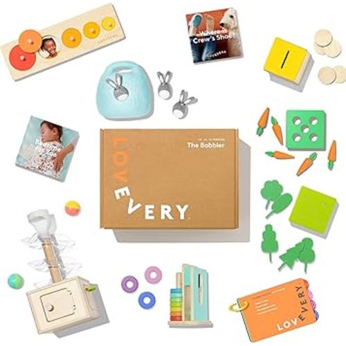 LOVEVERY, The Babbler Play Kit with Bonus Book 'Where is Crew's Shoe', Birthday Play Kit, Montessori Toddler Toy (Best Birthday Gift for 1 Year Old)